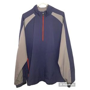 Footjoy Pullover Mens Large Blue Gray Quarter Zip Pockets Windbreaker Light